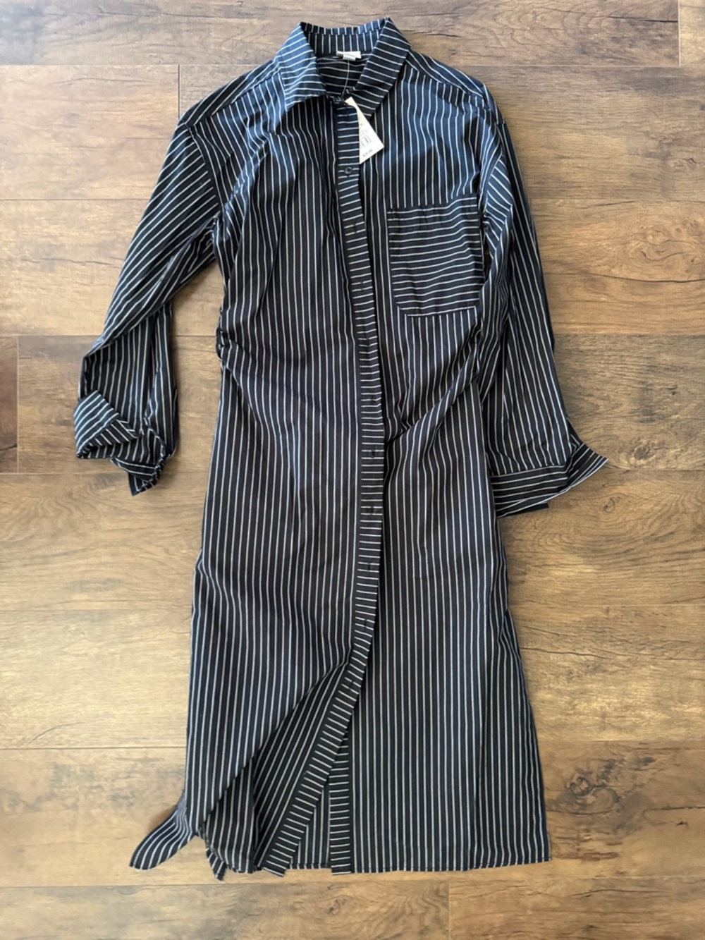 a new day Black and White Striped Midi Shirt Dress